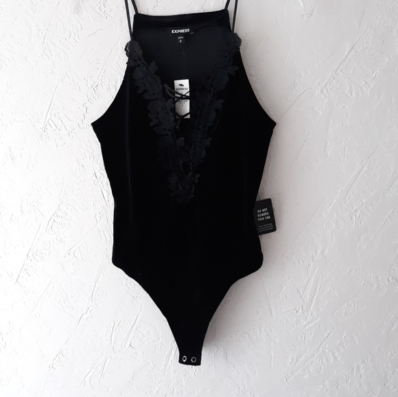 NWT Express Size S Velvet Thong Bodysuit - Picture 3 of 7